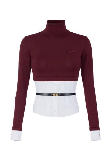 Maglia ELISABETTA FRANCHI donna MK14T56 Bordeaux aderente popeline cotone viscosa collo alto zip invisibile ELISABETTA FRANCHI | Dolcevita | MK14T56CM4